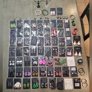 90 Piece Jewelry Lot Bundle Earrings Necklaces Bracelets Rings